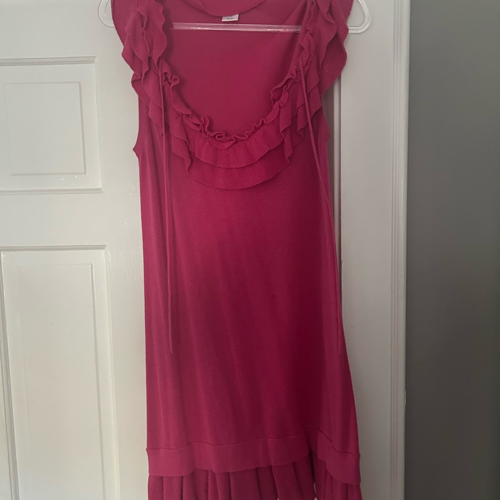 Nanette Lepore Ruffled Knit Pink Sleeveless Dress